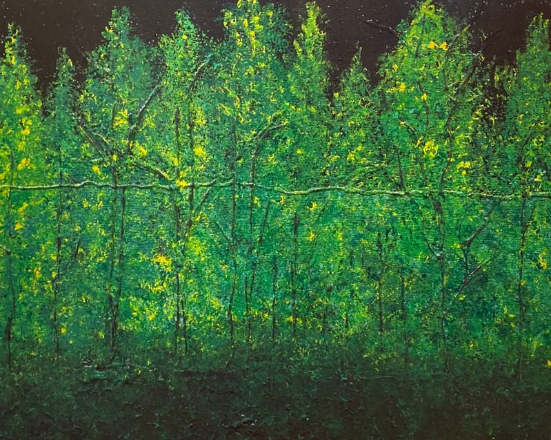 Evergreen forest in acrylic