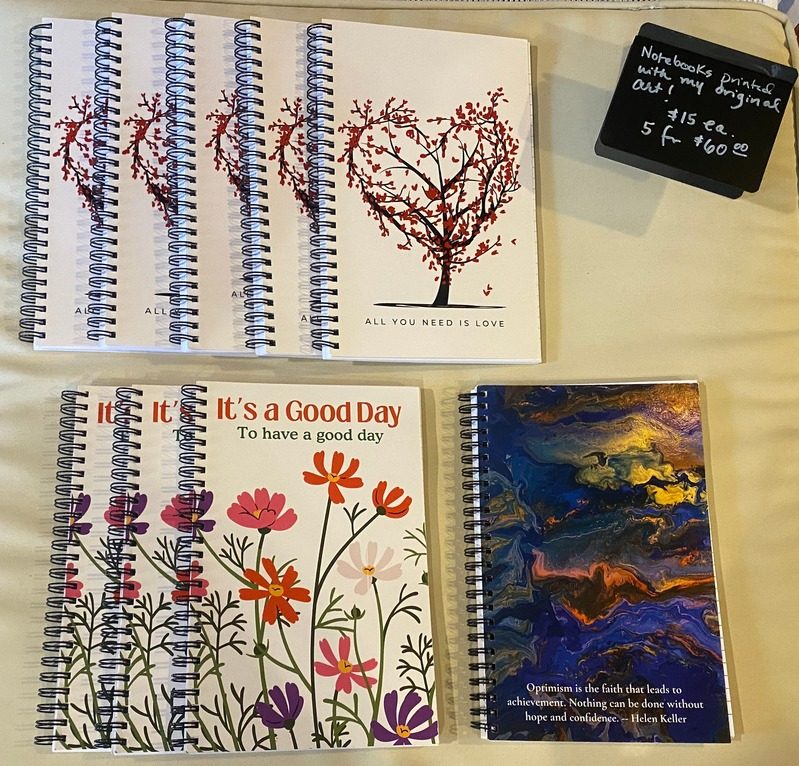 Notebooks printed with Happy Marmot art