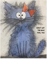 Gray cat: Don't let the bow fool you