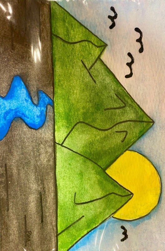 Green mountains and a river