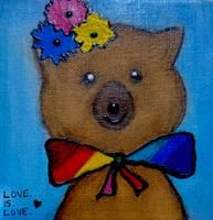 Wombat in a rainbow bow tie: Love is love